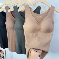 No-scratched mill wool warm vest woman 100 lap V neckline wide shoulder thread slapped bottom vest meme body blouse free of bra winter
