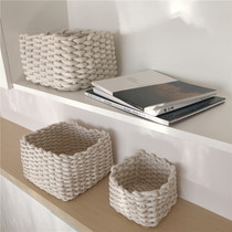 ins white hand-made coarse cotton rope storage box simple storage basket snack key desktop glove basket storage box
