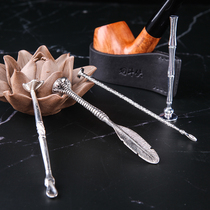 925 Silver Pressure Rod Handmade Pipe Pressure Rod Scraper Portable Creative Duck Palm Hollow Anti-flame Out Pipe Accessories Tool