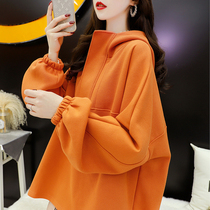 Pregnant woman autumn winter clothing with cap and clothing pure colour long sleeve blouse 2021 new plus velvety thickened fashion without overcoat of arms