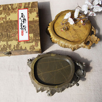 Shiyun Academy Natural Lu Yan Xu Gong inkstone set hand-carved plum blossom inkstone box collection gift room