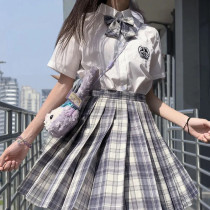 Gentle knife jk uniform full set female student summer short-sleeved shirt plaid skirt college style girl large size