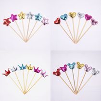 Cake decoration PU material cake insert glitter lollipop love five-pointed star Crown toothpick plug dessert insert