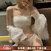 Strapless bandeau type rimless underwear Womens thin bra small chest gathered non-slip beauty back wrapped chest anti-naked bra