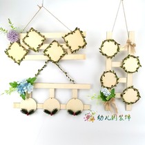 Kindergarten Mori green leaf hemp rope lace hanging decoration classroom area corner activity theme sign air hanging decoration decoration
