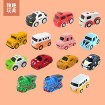 Car adventure mini car toy accessories parking building sliding track small train school bus