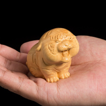 Woodcarving Wen play hand piece men play zodiac Tiger carving crafts boxwood cute tiger ornaments