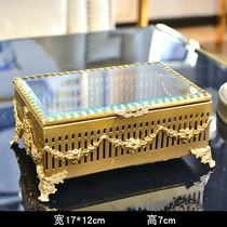 Indian handmade brass jewelry box accessories storage box home light luxury decoration glass ring jewelry storage box