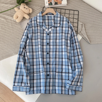A2 cotton-woven thin cardigan spring summer home top Breathable comfortable and refreshing casual mens pajamas