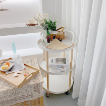 ins Wind movable living room bedside trolley dormitory artifact snack storage shelf floor white shelf