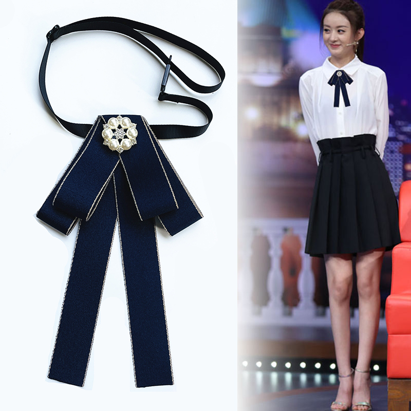 韓流スタースタイル JK 蝶ネクタイ女性のためのプロの作業服シャツ襟花ビジネス黒ネクタイの弓