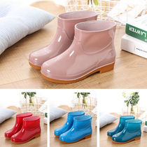 Water shoes women low-top adult mid-tube rain shoes women plus velvet short tube fashion summer water boots women non-slip rain boots women waterproof shoes