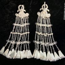 Yi silver jewelry Liangshan Yi handmade silver 99 sterling silver flower with long chain earrings two
