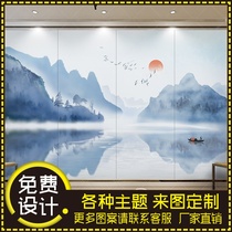 Chinese TV background wall paper ink painting landscape mural 5d simple modern living room seamless wall cloth 3d wallpaper