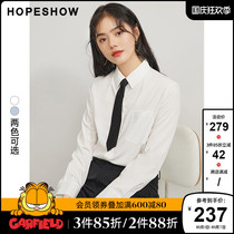 Red sleeve white shirt female design sense minority spring and autumn 2021 New satin tie lapel anti wrinkle antibacterial top