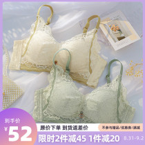  Underwear womens small breasts gathered autumn no steel ring adjustment type upper support anti-sagging receiving pair of breasts Lace bra cover set