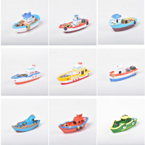 Mediterranean Painted Resin Fishing Boat Model Fish Tank Micro Landscape Rigging CREATIVE HOME OCEAN THEMED DECORATION