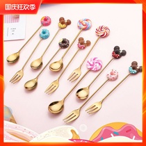 Creative children fruit fork spoon set home baby baby cartoon dessert spoon cute stainless steel coffee spoon