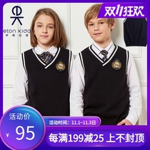 Eaton Gide school uniform male boy cotton wool sweater girl knitted vest spring and autumn student vest 09B101