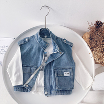  Xiaojiejia 2020 autumn new childrens vest loose boys tooling denim vest spring and autumn childrens tide