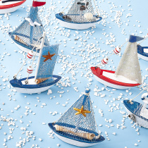 Mediterranean Decorative Sailing Model Small Pendulum Piece One Sail Smooth Solid Wood Craft Gift Pirate Wooden Boat Fishing Room