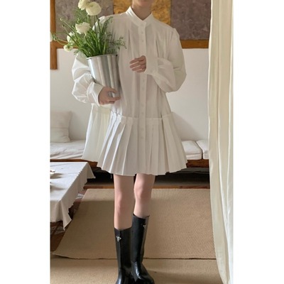 taobao agent Design retro dress, pleated skirt, trend of season, long sleeve, A-line