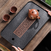 Wujin Stone tea tray small water storage small kung fu tea set solid wood tray drain bamboo tea table home simple Japanese style