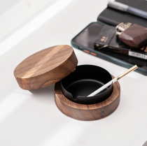 Ashtray creative personality trend solid wood glass European large home living room office ashtray Nordic customization