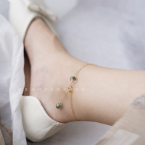 Foot chain natural crystal strawberry crystal moon light stone pomegranate stone mesh red extremely fine 14k color gold pure silver without fading female