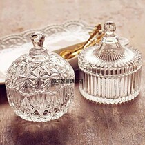 European glass candy jar transparent storage jar with lid fruit bowl seasoning box tea jar back gift jar set