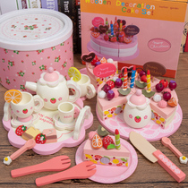 Girl 1 birthday cake simulation fruit cut music toy 3 wooden boy kitchen house set 6 years old