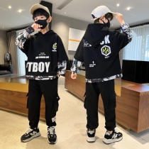 2022 new Chauchio boys Spring and autumn clothes suit Spring loaded children Winter fried street sports necropolis Two sets