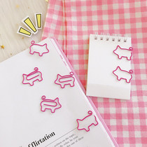 Cute cartoon piggy paper clip girl heart creative bookmarks simple office supplies student stationery paper clip