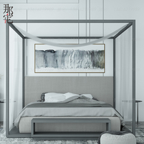 New Chinese double bed rack bed four-column bed walking bed modern homestay model house Zen furniture customization
