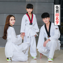 Childrens Taekwondo clothing Cotton Adult Childrens and Womens Beginner Taekwondo Clothing Taekwondo Long Sleeve Training Clothing