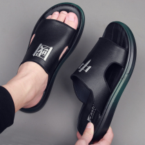 Hon Stark genuine leather slippers mens 2022 new national wind trendy casual breathable soft-bottom outdoor beach sandal