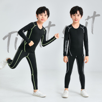 Boys fitness clothes autumn and winter elastic quick-drying sports suit long sleeve childrens football basketball training suit