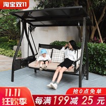 Outdoor swing courtyard Outdoor Rocking Chair double villa garden balcony hanging chair solar lamp hammock swing cast aluminum