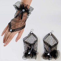 Bridal ladies lace transparent mesh sexy gloves thin evening dress dance performance fun short gloves