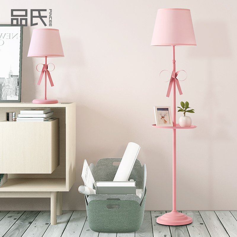 Nordic Style Princess Girl IKEA Creative Vertical Lantern Bedroom Children's Room Living Room Pink High-footed Table Lamp