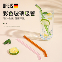 Ophis heat-resistant glass straw food grade High Borosilicate glass straw creative drink juice milk elbow straw