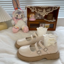 White Mary Jane small leather shoes women 2021 summer new vintage English thick bottom muffin with skirt jk single shoes