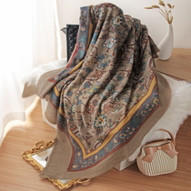 Lady warm autumn and winter increase in medium thickness Leisure fluffy water cooking wool printed scarves shawl travel shawl