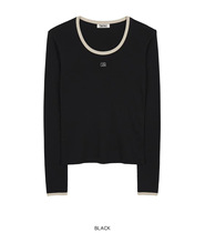 (spot) Korea Dongdaemun Pure Color Grove the same round neckline with long sleeves to the bottom