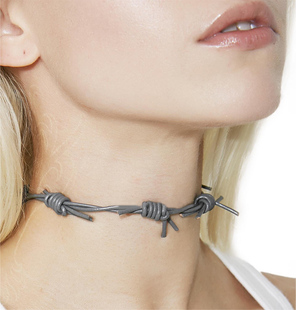 定制 喜欢请收藏 趣味电缆荆棘项链项圈choker