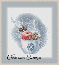 Cross-stitch small picture heavy drawing drawing snow winter Apple Cup Ukrainian cross-stitch electronic map