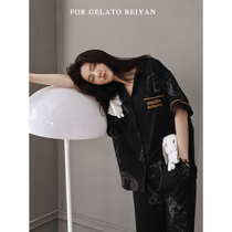 Bei Yan cool feel pajamas womens summer cotton lapel home clothes loose size can wear shorts and trousers suit