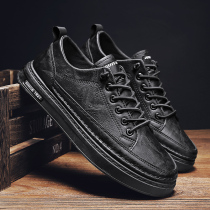 Mens shoes 2021 Winter Korean casual Joker Board Shoes Men One Pedal English Business Black Leather Shoes trendy shoes