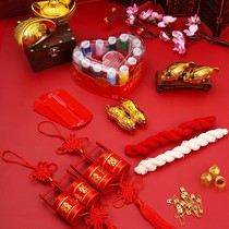 Wedding cornucopia female dowry set wedding supplies comb red handkerchief square thimble Sun barrel gold ingot