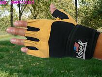 Mens bodybuilding fitness gloves lengthened wrist-care glove palm thickened anti-slip instruments training gloves